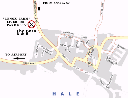 Map of Hale Village showing The Barn's location